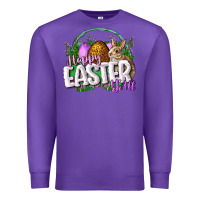 Purple happy easHappy Easter y'all Easter Day Premium Sweatshirt - CowGirlArtShop