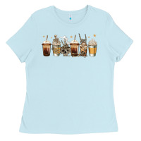 Baby Blue skeleton coffee cups Ladies Tee - Jasminsmagicworld
