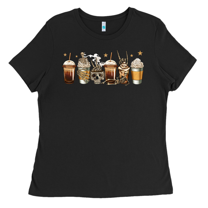 Skeleton Coffee Cups Ladies Tee by Jasminsmagicworld | Teevron