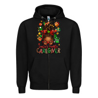 Black santas favorite caregiver afro messy bun Zipper Hoodie - texasbilliewilder