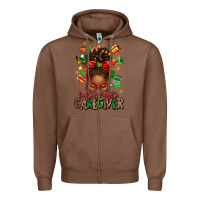 Chestnut santas favorite caregiver afro messy bun Zipper Hoodie - texasbilliewilder