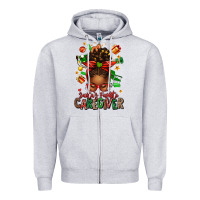 Heather Grey santas favorite caregiver afro messy bun Zipper Hoodie - texasbilliewilder