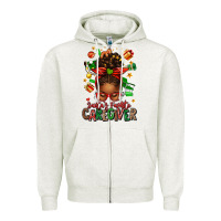 Oatmeal Heather santas favorite caregiver afro messy bun Zipper Hoodie - texasbilliewilder