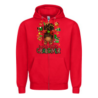 Red santas favorite caregiver afro messy bun Zipper Hoodie - texasbilliewilder