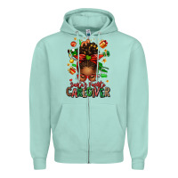 Seafoam santas favorite caregiver afro messy bun Zipper Hoodie - texasbilliewilder