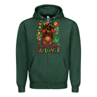 Sports Green santas favorite caregiver afro messy bun Zipper Hoodie - texasbilliewilder