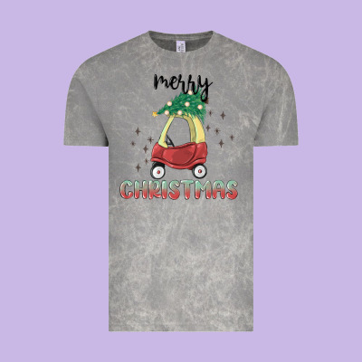 Merry Christmas Kids Car Vintage Tee Designed By Maliassmallbusiness