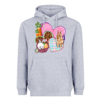 Heather Grey Easter hearts Easter Day Heavyweight Hoodie - HowdyJamesFarm