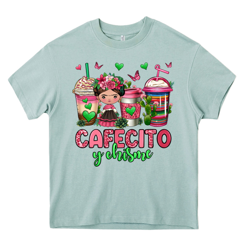 Cafecito Y Chisme Coffee Cups Heavy Core Tee by Jasminsmagicworld | Teevron