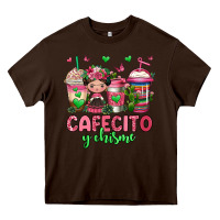 Chocolate Brown cafecito y chisme coffee cups Heavy Core Tee - Jasminsmagicworld