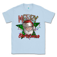 Dusty Blue festive santa claus greeting Classic Tee - CowhideDigitalArt