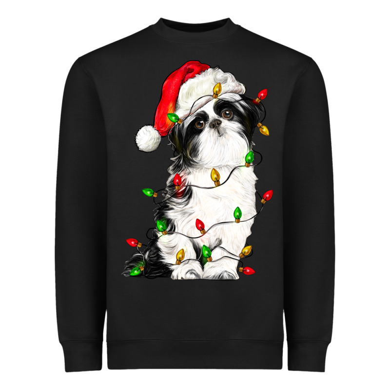 Christmas Shih Tzu Dog Heavyweight Sweatshirt by LillyAllenDesigns | Teevron