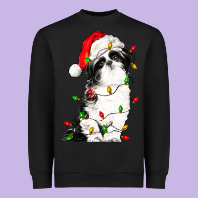 Christmas Shih Tzu Dog Heavyweight Sweatshirt Designed By Lillyallendesigns