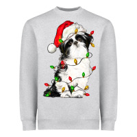 Heather Grey christmas shih tzu dog Heavyweight Sweatshirt - LillyAllenDesigns
