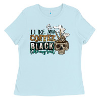 Baby Blue i like my coffee black like my soul Ladies Tee - Jasminsmagicworld