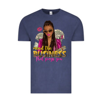Vintage Denim mind the business that pays you afro woman Vintage Tee - NancyCooperArtShop