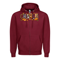 Burgundy Personalized Fall Autumn Zipper Hoodie - NancyCooperArtShop