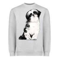 Heather Grey shih tzu dog Heavyweight Sweatshirt - LillyAllenDesigns