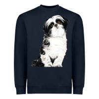 Navy shih tzu dog Heavyweight Sweatshirt - LillyAllenDesigns