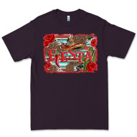 Plum fiesta with sombrero background Premium Tee - Artiststas