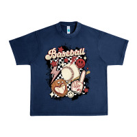 Navy checkered retro baseball Urban Heavy Tee - MaliasSmallBusiness