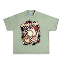 Oil Green checkered retro baseball Urban Heavy Tee - MaliasSmallBusiness