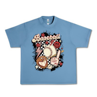 Pebble Blue checkered retro baseball Urban Heavy Tee - MaliasSmallBusiness