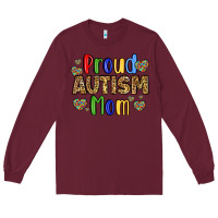 Burgundy proud autism mom design Long Sleeve Tee - LillyAllenDesigns