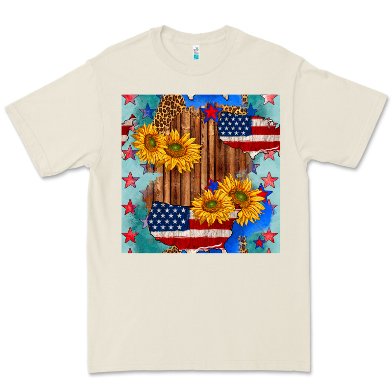Usa Map With Sunflowers And Leopard Seamless Pattern Premium Tee by BundleAndBundleShop | Teevron