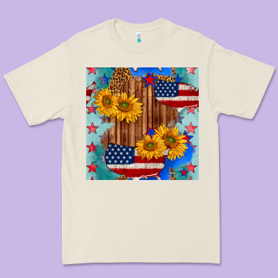 Usa Map With Sunflowers And Leopard Seamless Pattern Premium Tee Designed By Bundleandbundleshop
