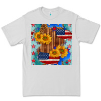 Dove Grey usa map with sunflowers and leopard seamless pattern Premium Tee - BundleAndBundleShop