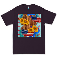 Plum usa map with sunflowers and leopard seamless pattern Premium Tee - BundleAndBundleShop