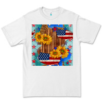 White usa map with sunflowers and leopard seamless pattern Premium Tee - BundleAndBundleShop