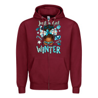 Burgundy just a girl who loves winter afro messy bun Zipper Hoodie - texasbilliewilder
