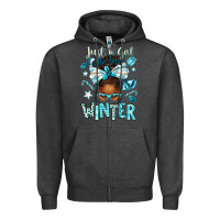 Charcoal Heather just a girl who loves winter afro messy bun Zipper Hoodie - texasbilliewilder