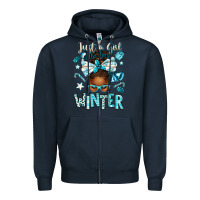 Navy just a girl who loves winter afro messy bun Zipper Hoodie - texasbilliewilder