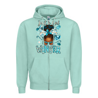 Seafoam just a girl who loves winter afro messy bun Zipper Hoodie - texasbilliewilder