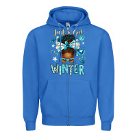 True Royal just a girl who loves winter afro messy bun Zipper Hoodie - texasbilliewilder