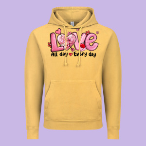 Love All Day Every Day Vintage Hoodie Designed By Maliassmallbusiness