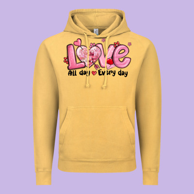 Love All Day Every Day Vintage Hoodie Designed By Maliassmallbusiness