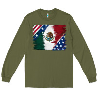 Army Green Mexican With American Flag Long Sleeve Tee - RanaPortraitStore