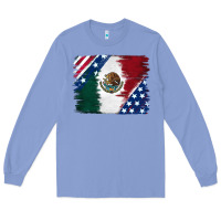 Colony Blue Mexican With American Flag Long Sleeve Tee - RanaPortraitStore