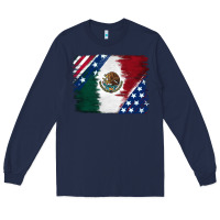 Navy Mexican With American Flag Long Sleeve Tee - RanaPortraitStore