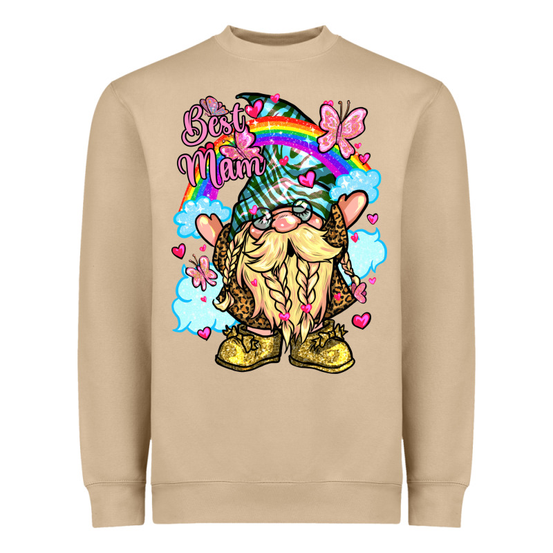 Best Mom Gnome Rainbow Clouds Butterfly Glitter Heavyweight Sweatshirt by LillyAllenDesigns | Teevron
