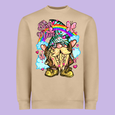 Best Mom Gnome Rainbow Clouds Butterfly Glitter Heavyweight Sweatshirt Designed By Lillyallendesigns