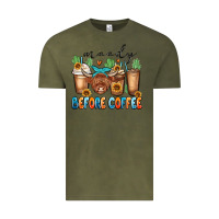 Vintage Olive moody before coffee Vintage Tee - MaliasSmallBusiness