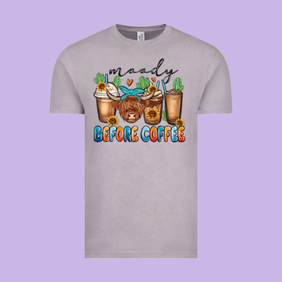 Moody Before Coffee Vintage Tee Designed By Maliassmallbusiness