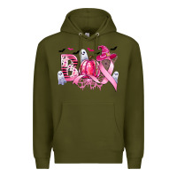Army Green boo pink pumpkin witch breast cancer Premium Hoodie - CowGirlArtShop
