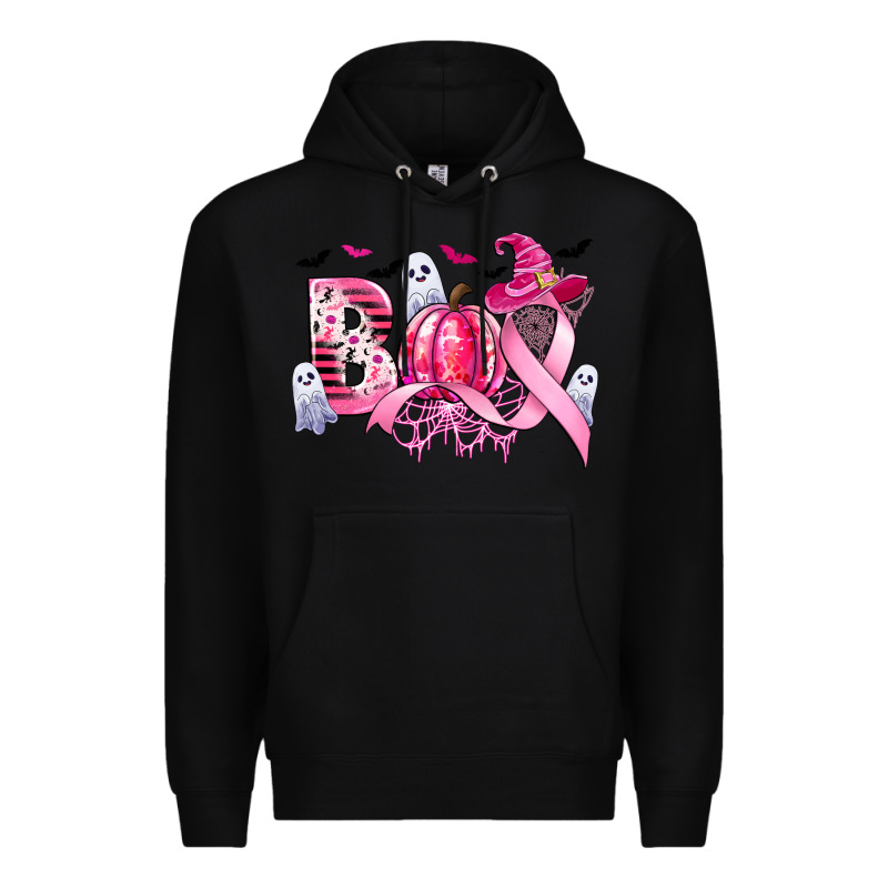 Boo Pink Pumpkin Witch Breast Cancer Premium Hoodie by CowGirlArtShop | Teevron