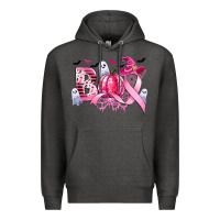 Charcoal Heather boo pink pumpkin witch breast cancer Premium Hoodie - CowGirlArtShop